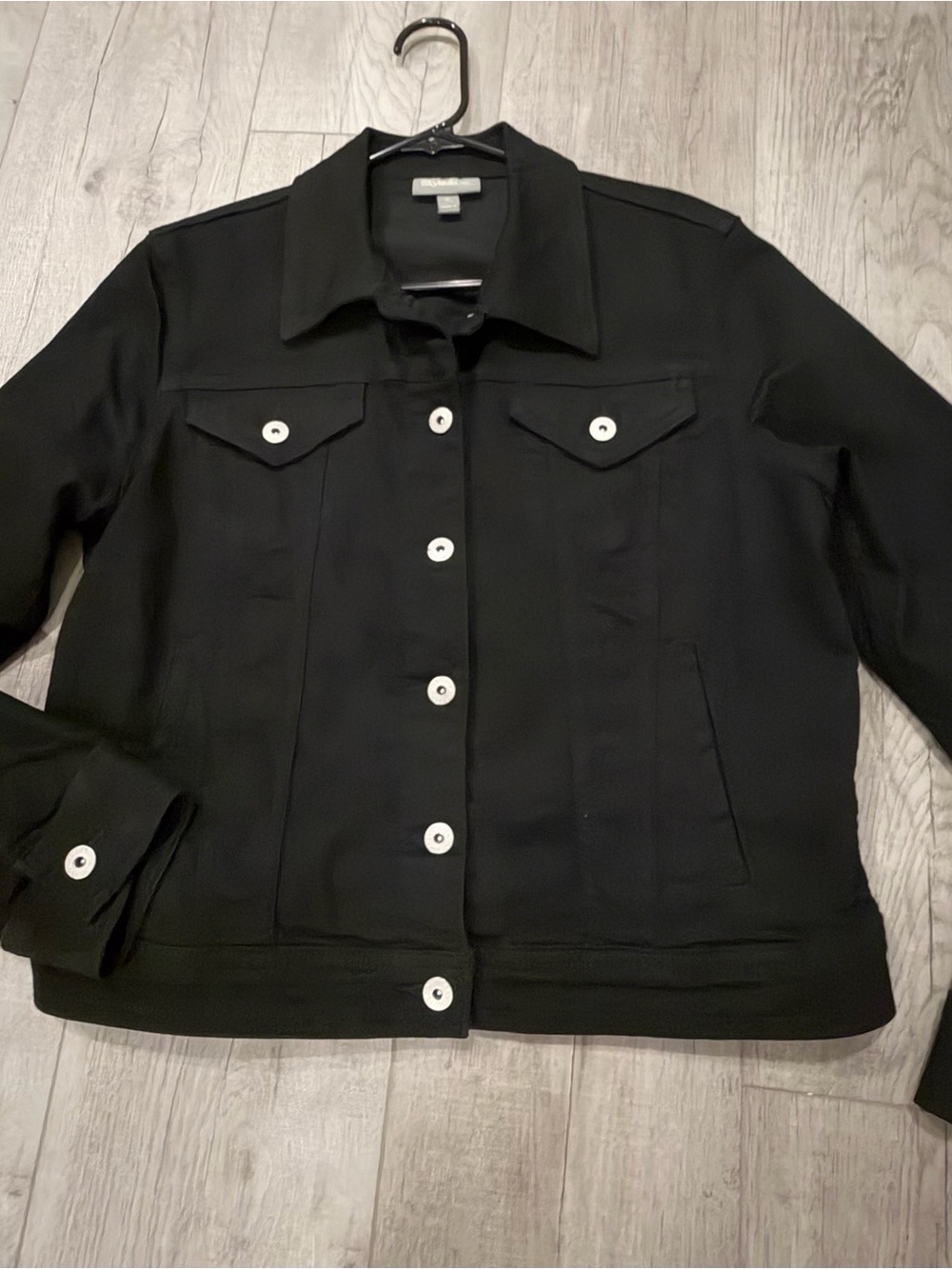 Style & Co. Black Jean Jacket with Pewter Buttons
